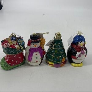 Mr. Christmas Musical Ornaments Wind Up Snowman Stocking Penguin Tree Lot Of 4
